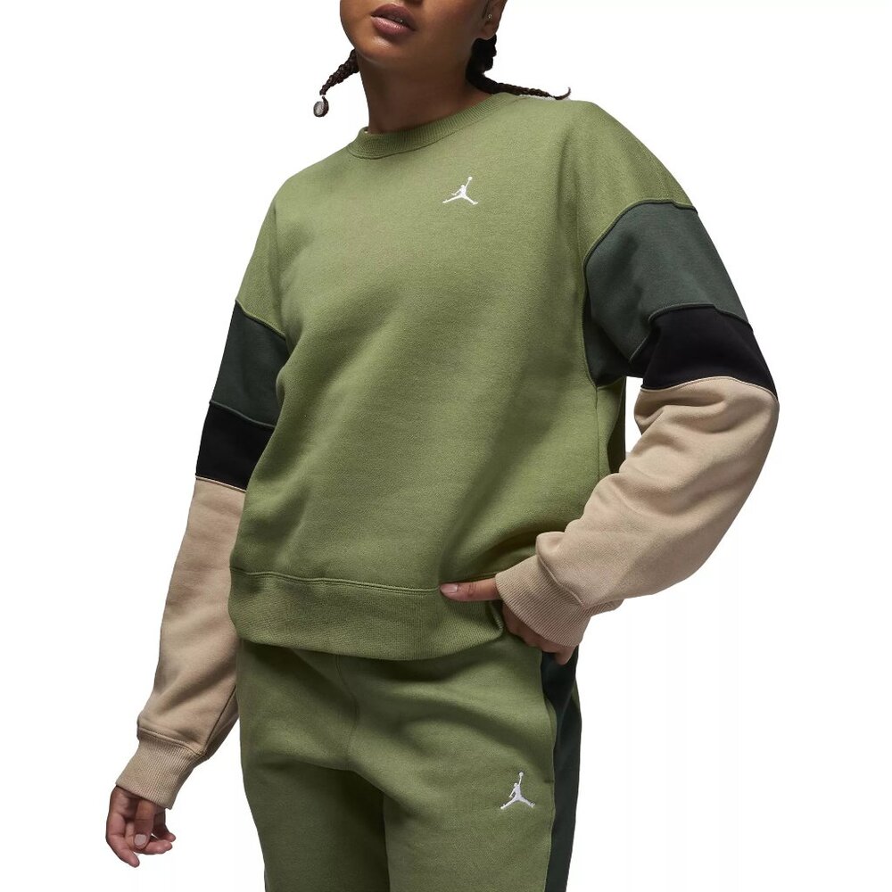 Jordan Women's Brooklyn Fleece Crew Sweatshirt (Olive Green)